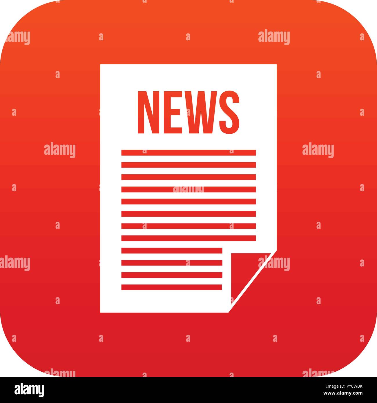 News newspaper icon digital red Stock Vector