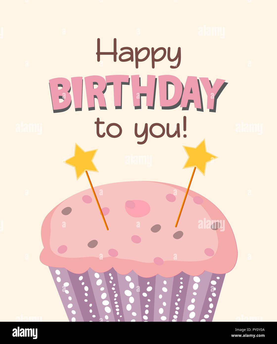 Happy Birthday Card Baner Background with Cake. Vector Illustration ...