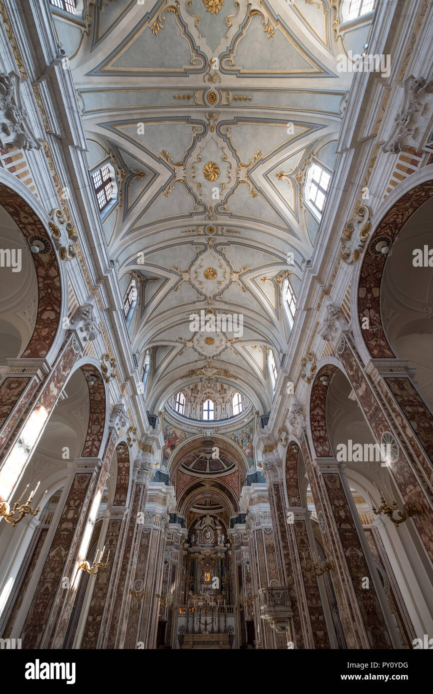 Partial interior view of the Basilica Cattedrale Madonna della Madia in Monopoli, Puglia, Southern Italy. Stock Photo