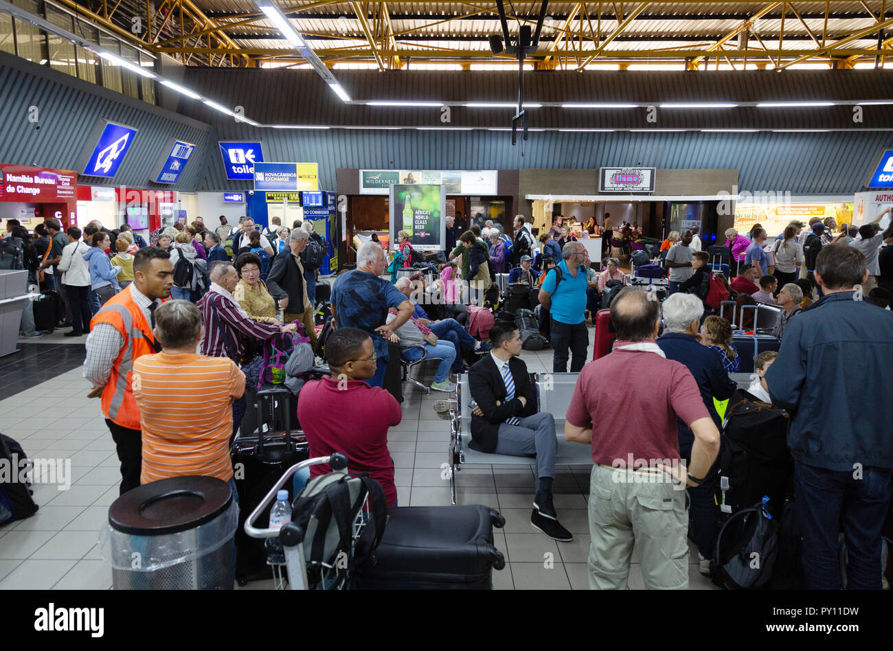 Crowded departure lounge, Hosea Kutako International airport, Windhoek, Namibia Africa Stock Photo