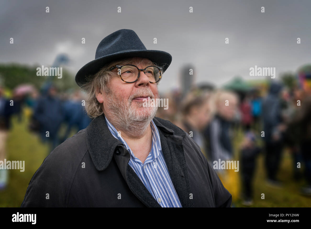 Portrait of a man with hat and glasses, celand's independence day, Reykjavik, Iceland Stock Photo