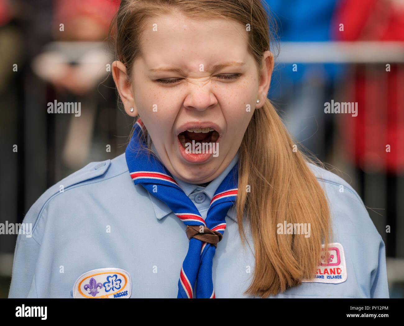 Iceland's Scouts yawning, Independence day, June 17, Reykjavik, Iceland Stock Photo