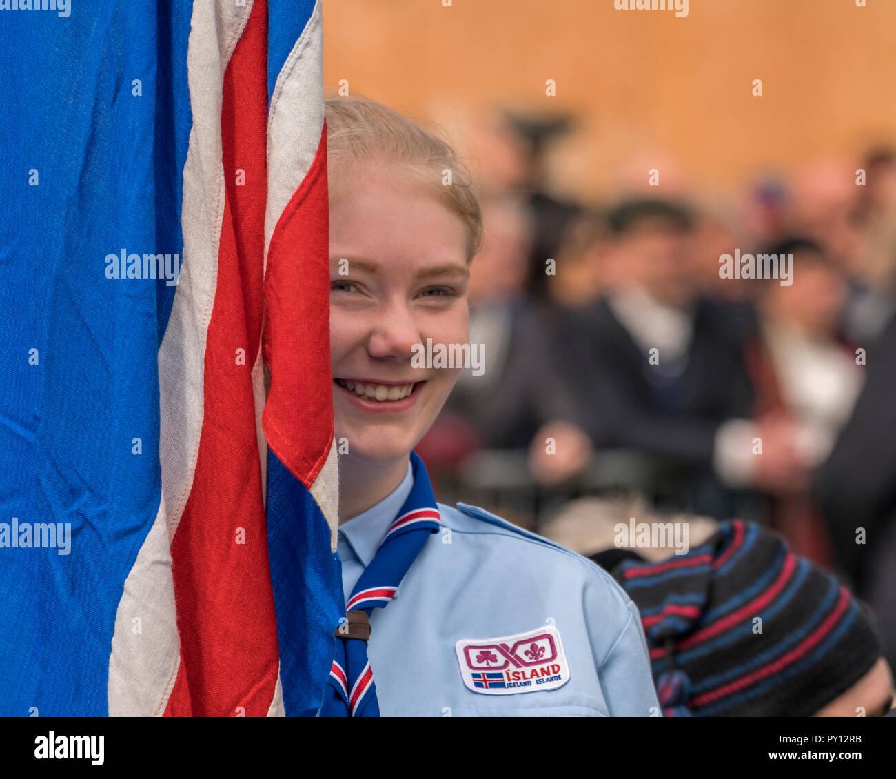 Iceland's Scout taking part in the festivities of Independence day, June 17, Reykjavik, Iceland Stock Photo