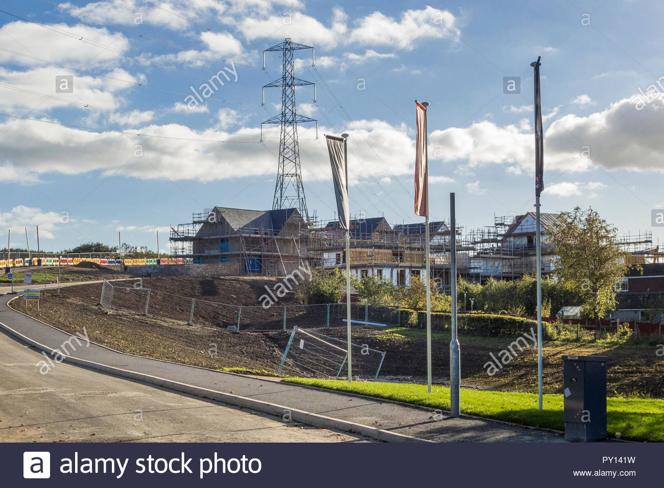 Overhead High Voltage Electricity Lines High Resolution Stock