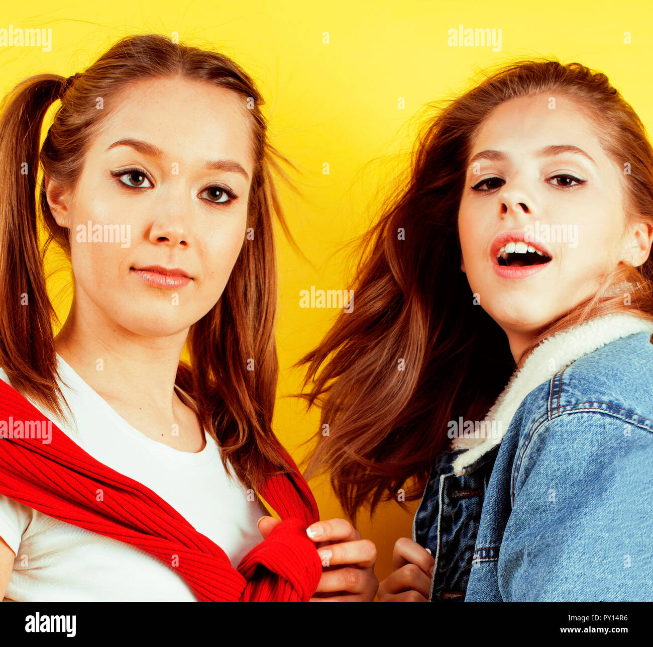 lifestyle people concept: two pretty young school teenage girls Stock ...