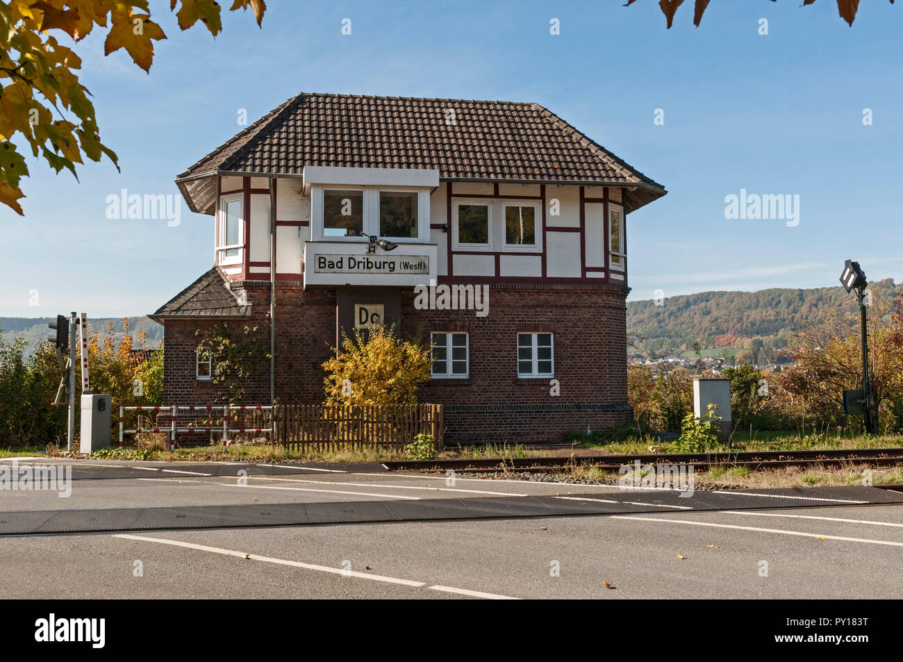 Old signal box, Bad Driburg, NRW, Germany Stock Photo