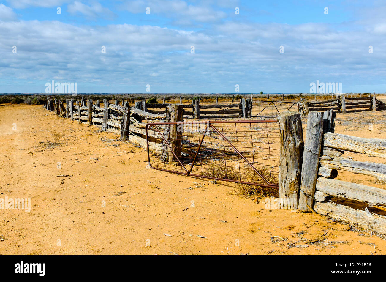 Old abandoned stockyards in Australian outback, New South Wales Australia Stock Photo