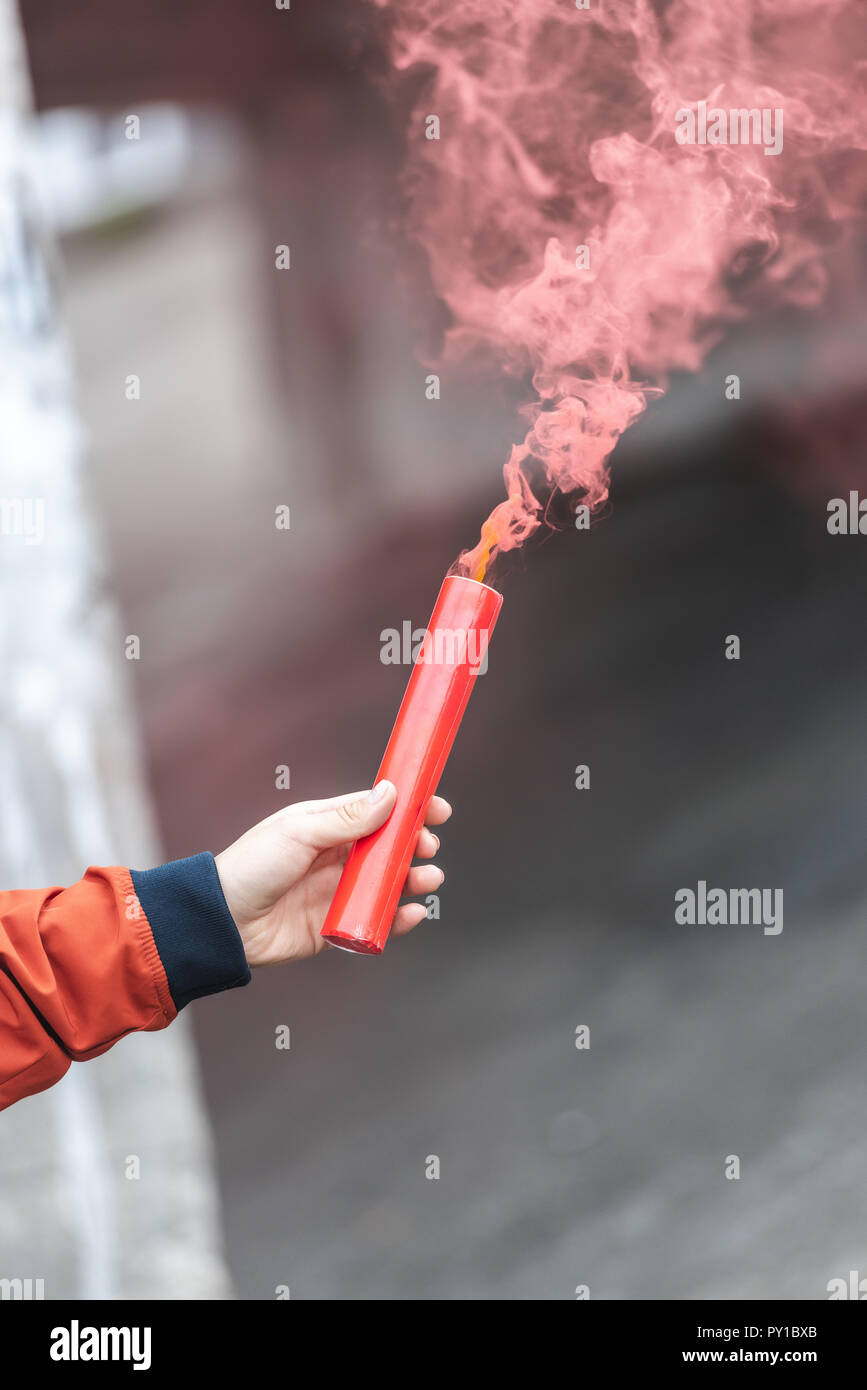 Smoke Bombs With Red Smoke Stock Photo - Download Image Now