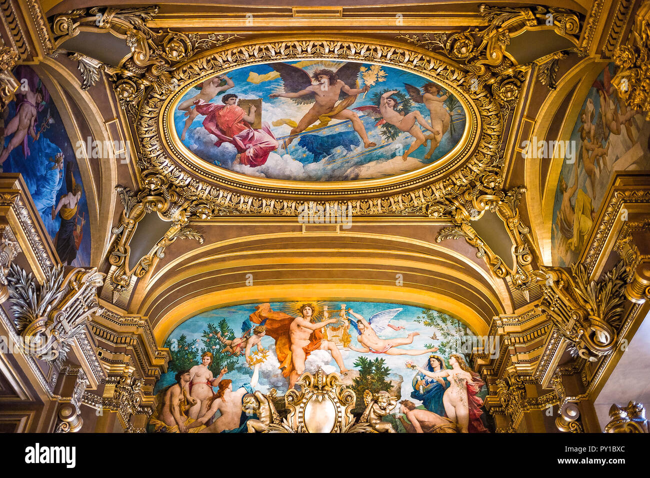 France Paris, the Opéra Garnier palace, the great hall Stock Photo