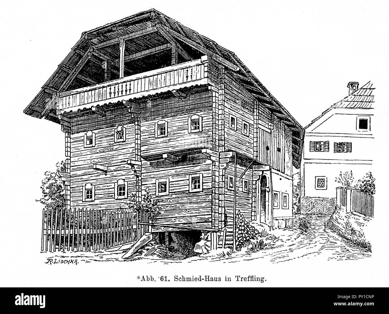 Bünker 1902 S 088 sw Schmied Haus Treffling. Stock Photo