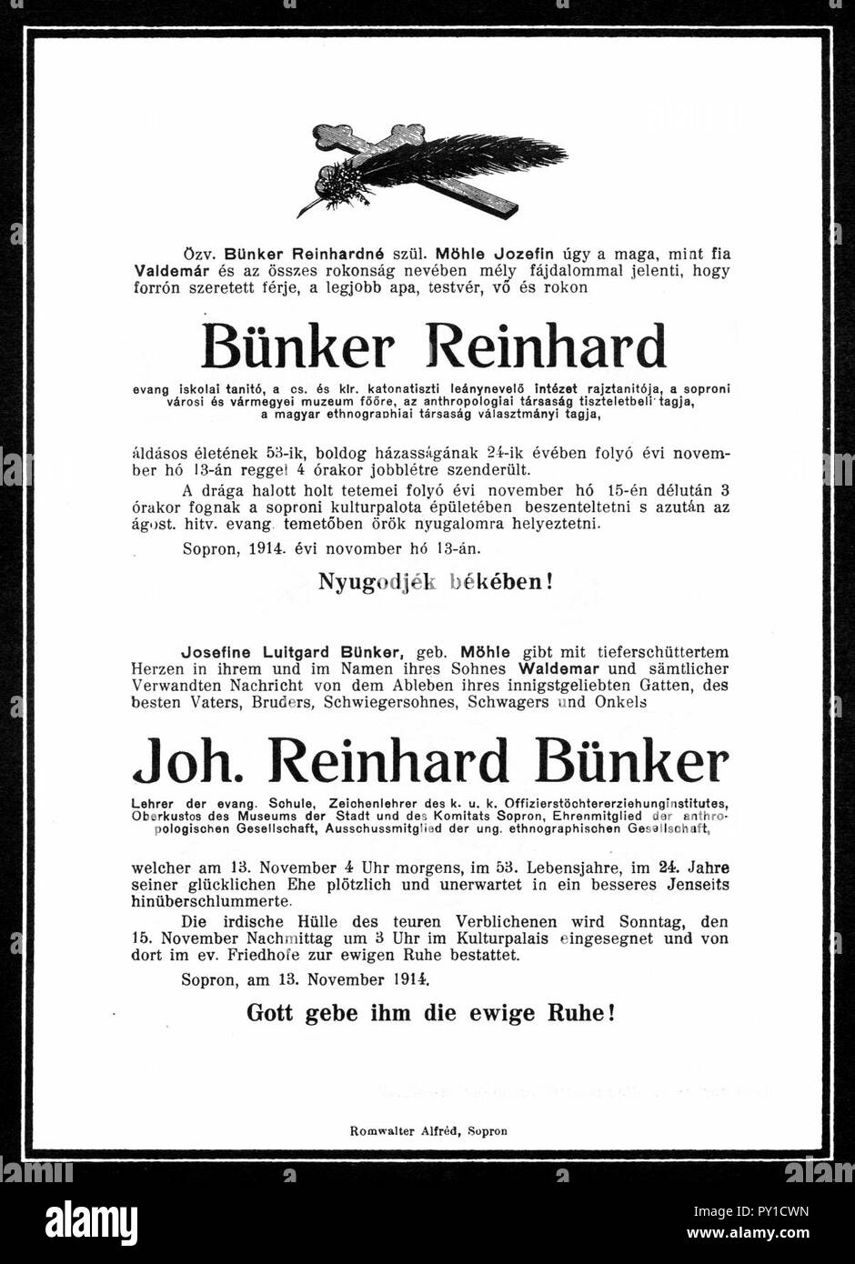 Bünker Johann Reinhard Parte 1914. Stock Photo