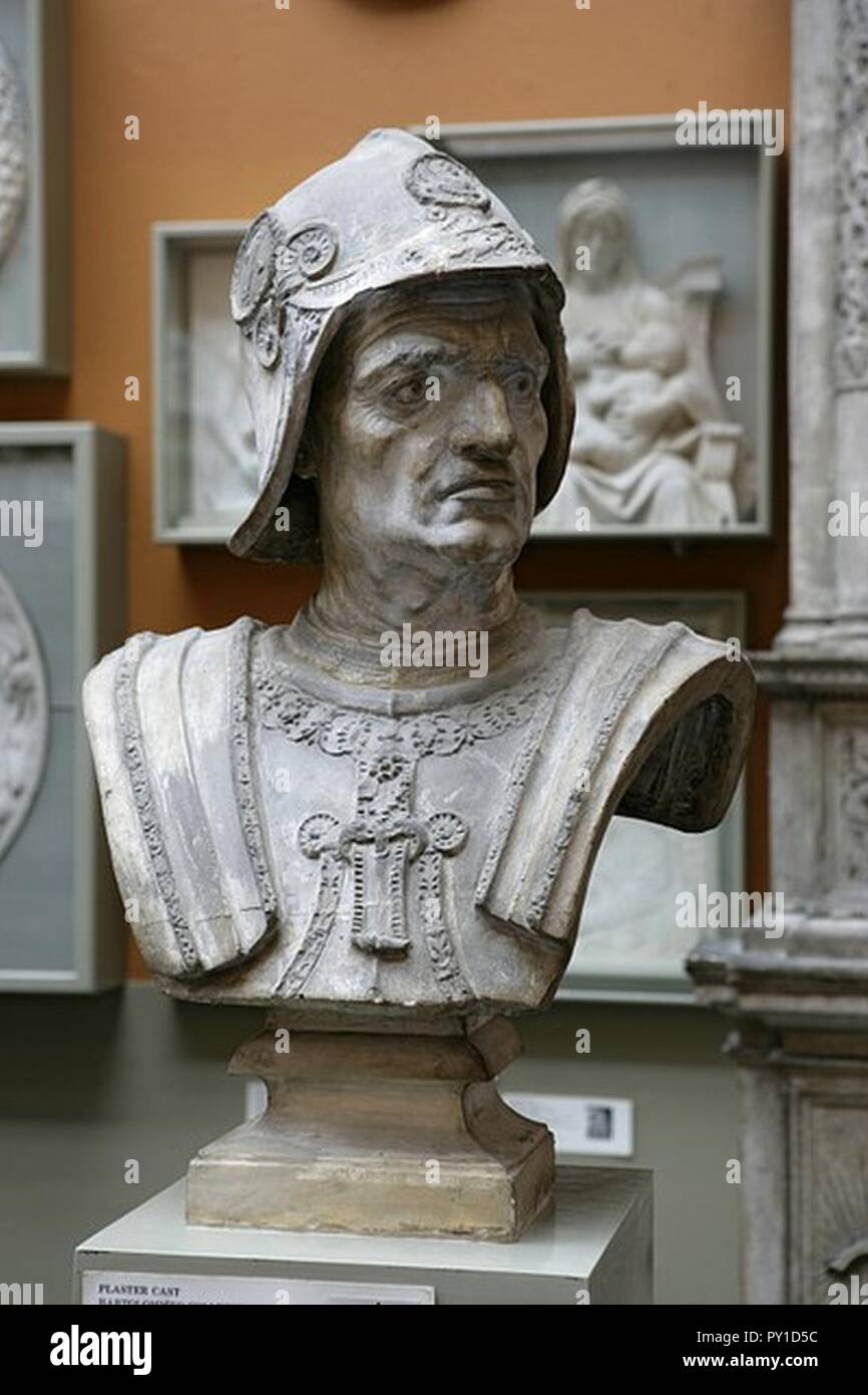 Bust of Bartolommeo Colleoni. Stock Photo