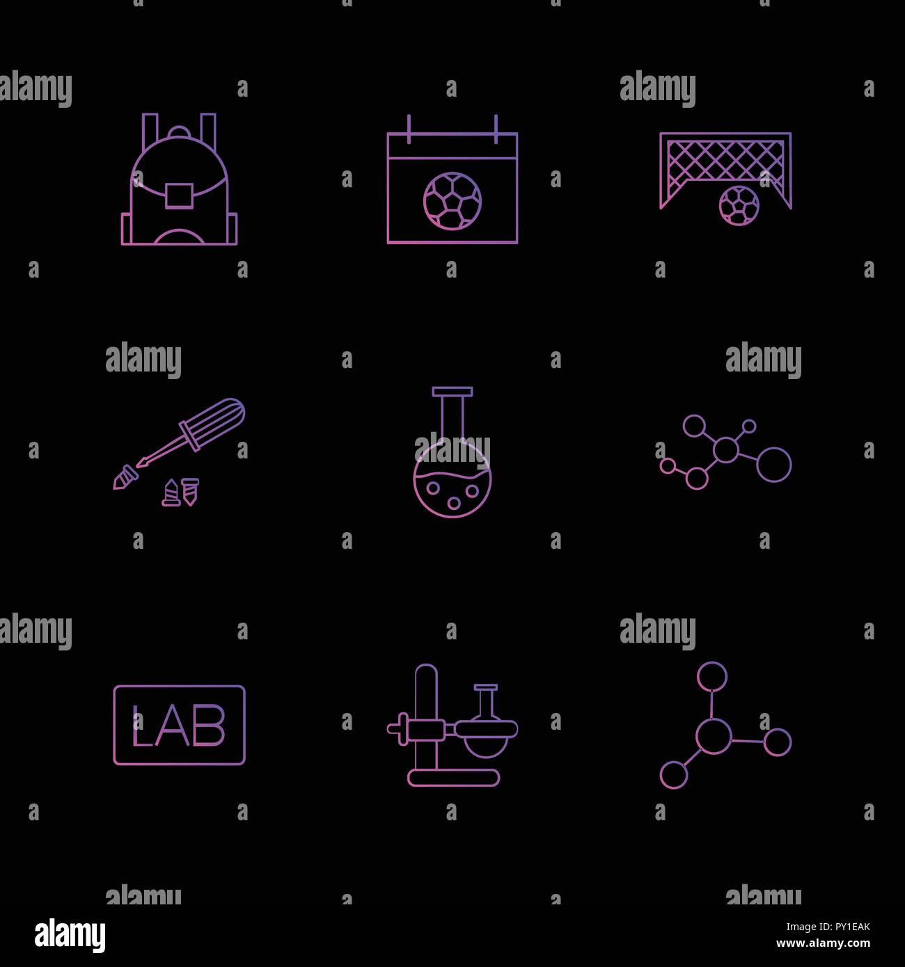 School Bag Football Goal Screw Driver Chmistry Beaker Flask Chemical Bonding Lab Board Chemcal Lab Logo Design Vector Sign Label Stock Vector Image Art Alamy