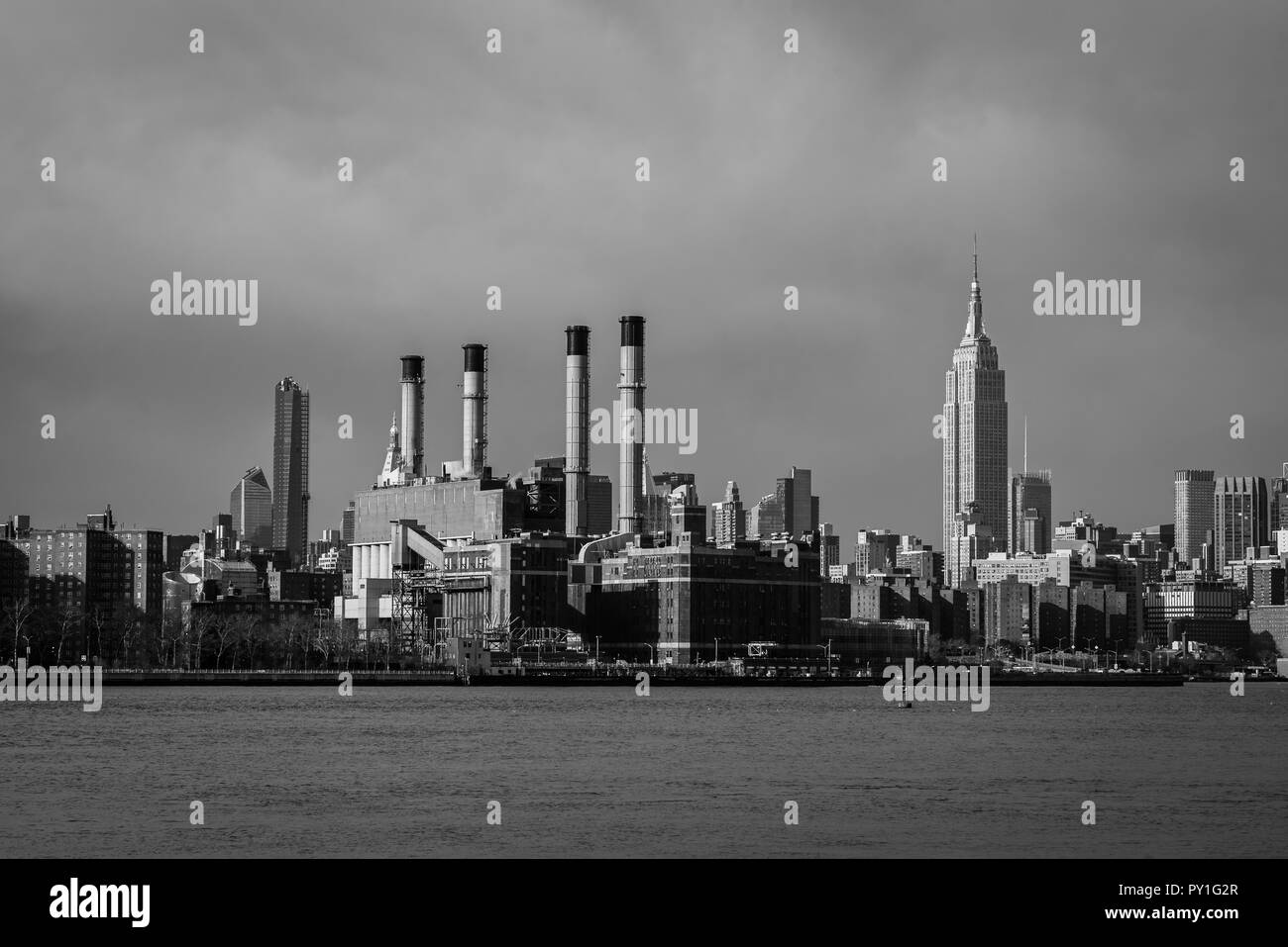 The Manhattan skyline taken from Williamsburg, Brooklyn, New York Stock Photo