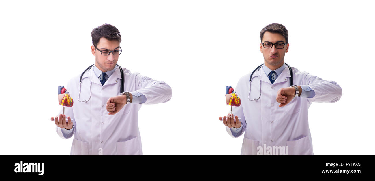 Young doctor with heart shape isolated on white Stock Photo - Alamy