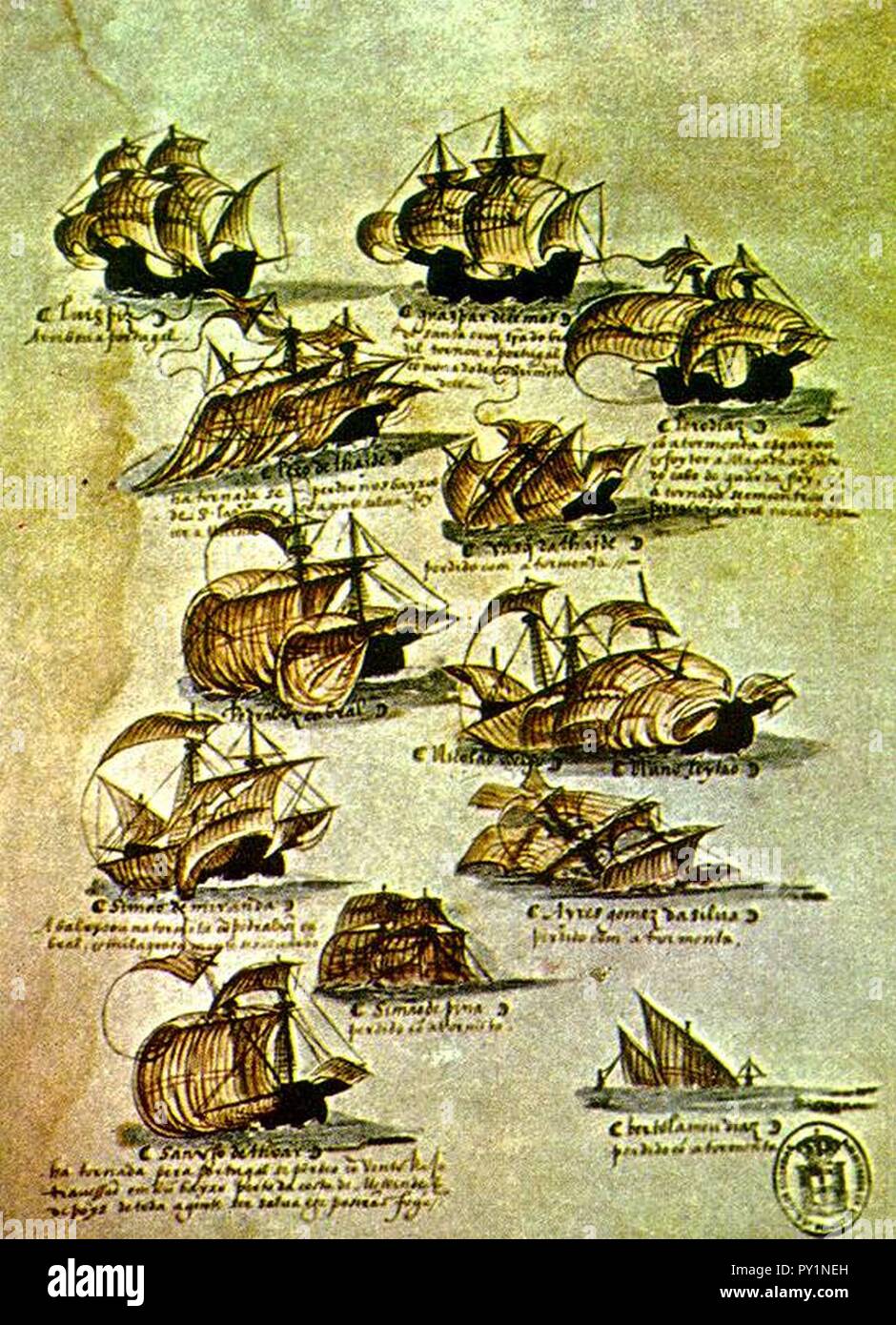 Cabral armada of 1500 Livro das Armadas Stock Photo Alamy