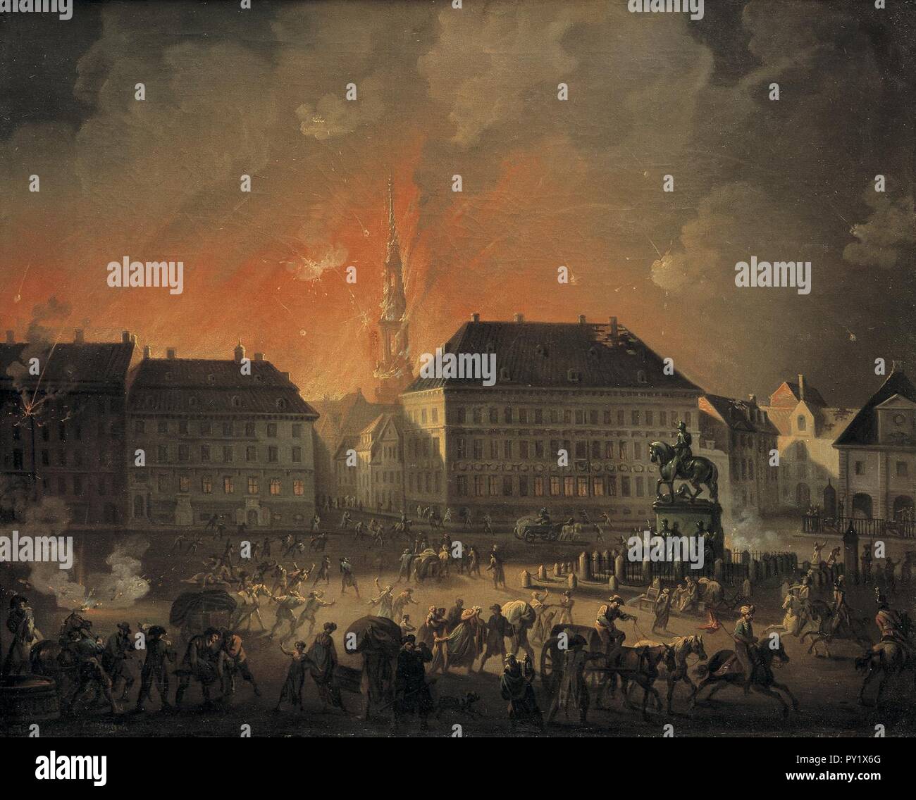 C.A. Lorentzen The Most Terrible Night. View of Kongens Nytorv
