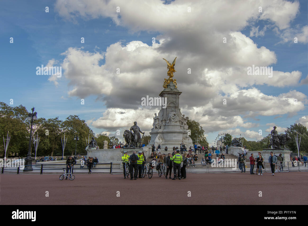 The Queen Victoria Memorial - St James's Park view from Buckingham palace side. Landmark architectural piece of art Stock Photo