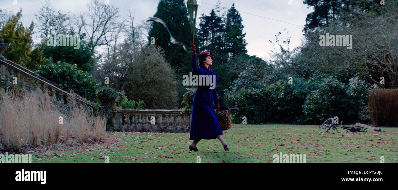Mary Poppins Returns (also known as Mary Poppins 2) is an upcoming American musical fantasy film directed by Rob Marshall and written by David Magee. It is the sequel to the 1964 film Mary Poppins. The film stars Emily Blunt, Lin-Manuel Miranda, Meryl Streep, Ben Whishaw, Emily Mortimer, Pixie Davies, Joel Dawson, Nathanael Saleh, Julie Walters, Colin Firth and Angela Lansbury.  This photograph is for editorial use only and is the copyright of the film company and/or the photographer assigned by the film or production company and can only be reproduced by publications in conjunction with the p Stock Photo