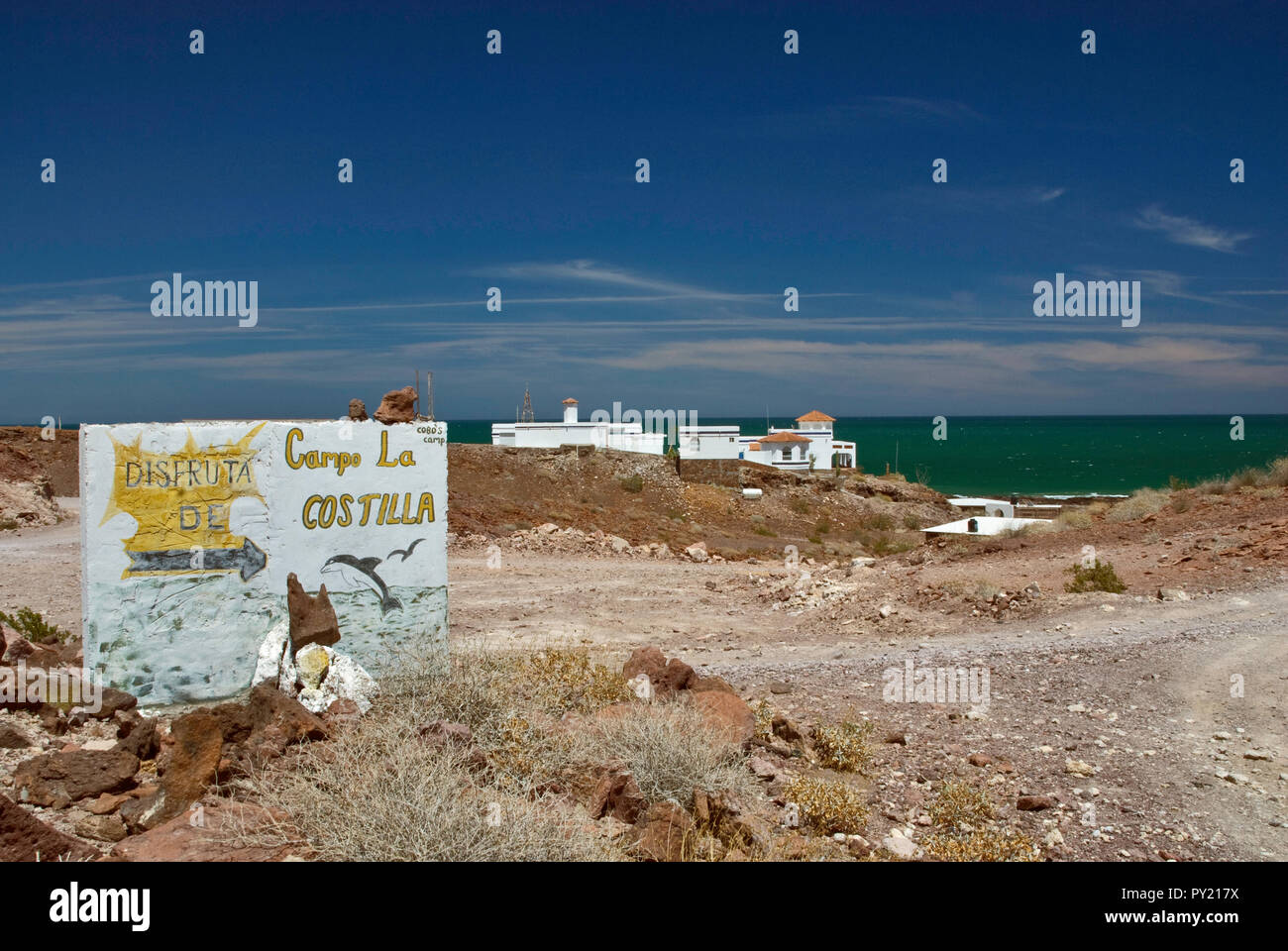 Beach house at Sea of Cortez at Campo la Costilla on dirt road south of Puertecitos, Baja California, Mexico Stock Photo