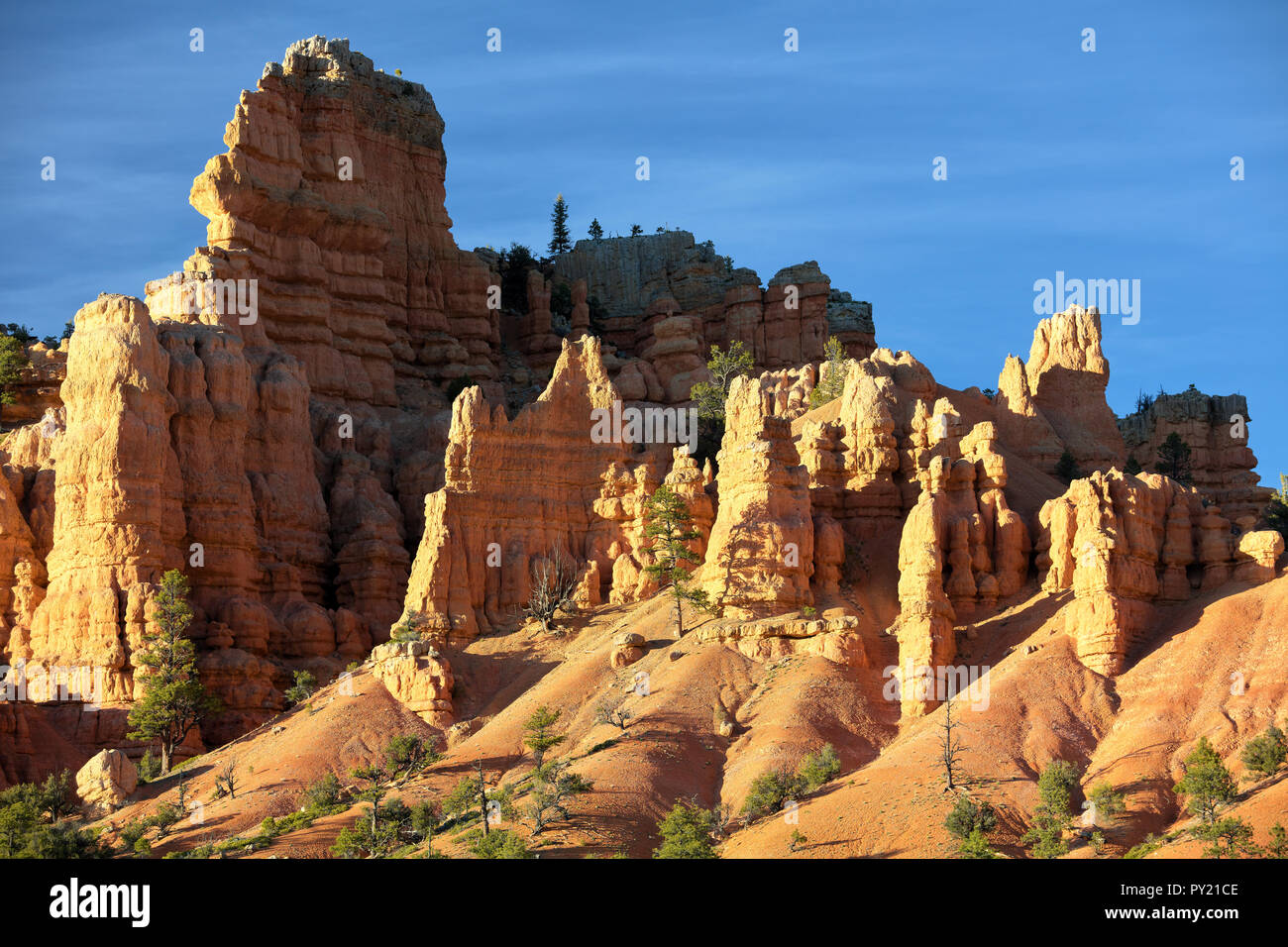 Sunlit rocks near Bryce Canyon, Utah, USA Stock Photo