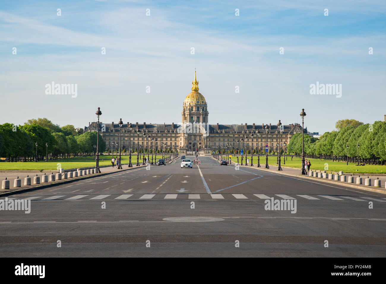 Les Invalides (National Residence of the Invalids) - complex of museums and monuments in Paris, France. Stock Photo