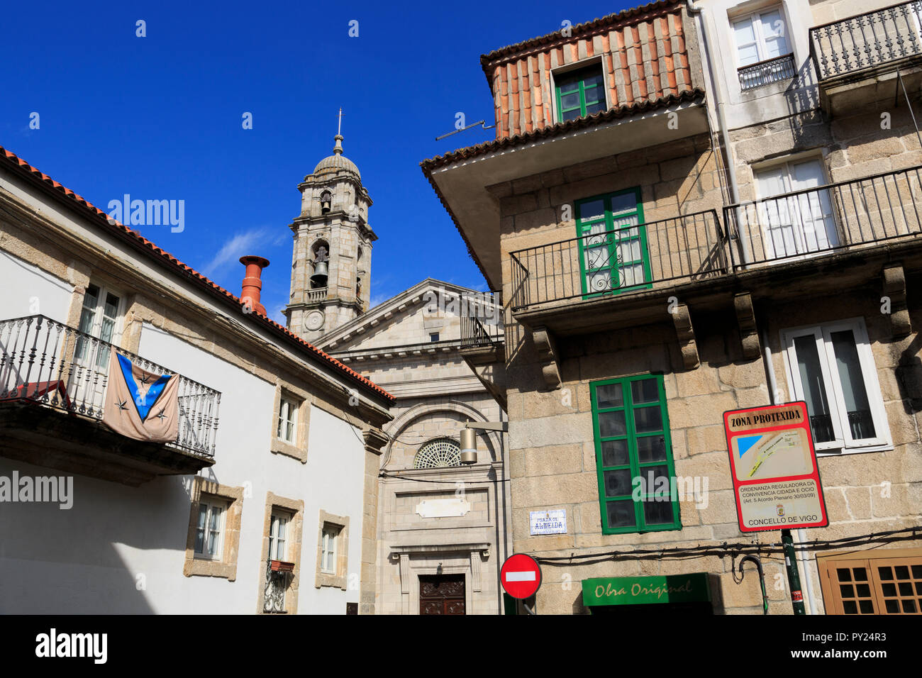 Plaza Meida, Old Town Vigo, Galicia, Spain, Europe Stock Photo