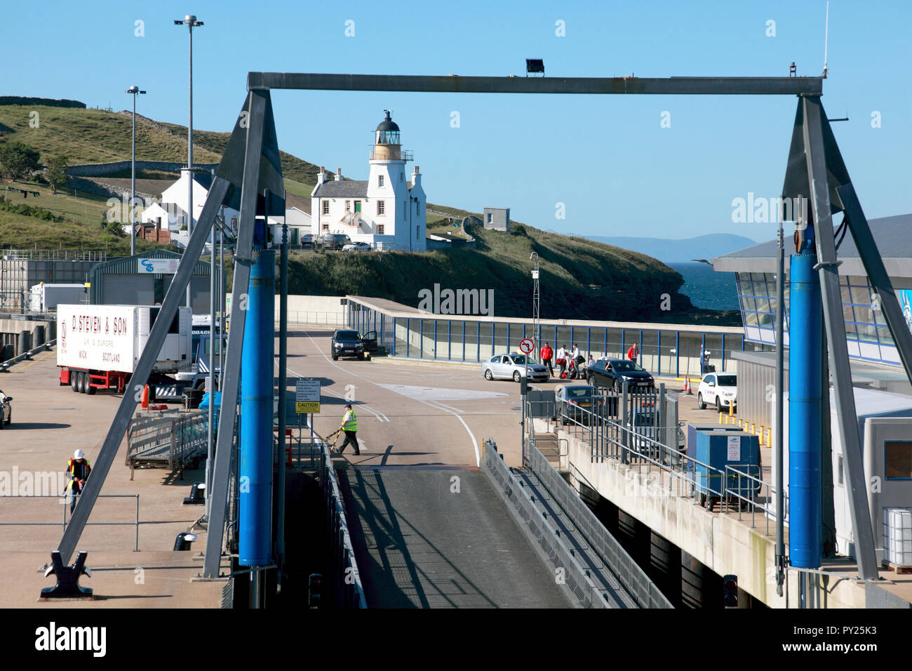 Ro Ror Ramp The ro-ro car ferry Hamnavoe, its ramp lowered, docking at the harbour ...