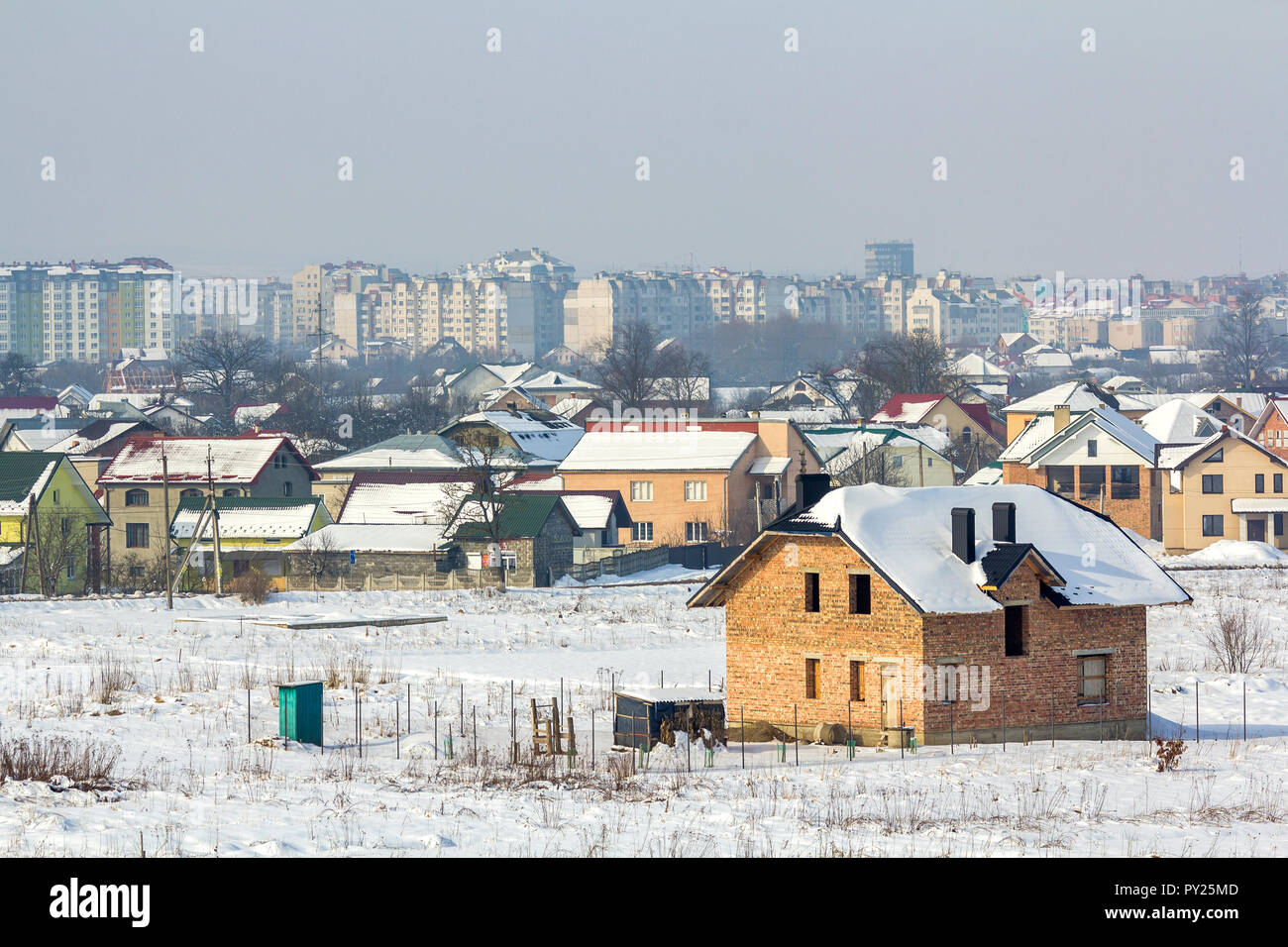 Panorama new modern development area construction site background hi ...