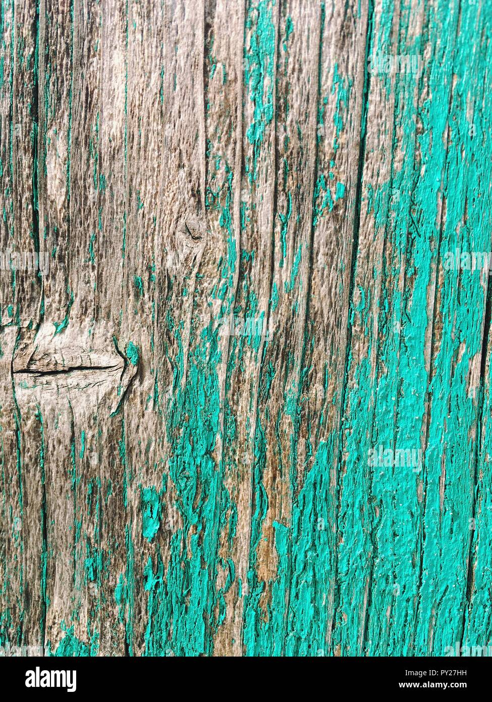 Faded green paint on wood Stock Photo