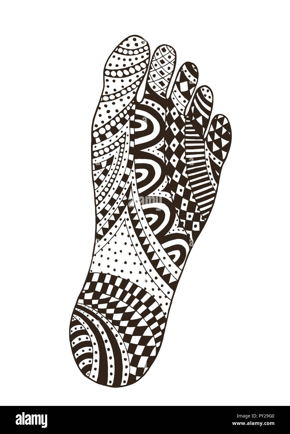 The Imprint Of The Feet Foot Tangle Pattern Footprint Illustration Handmade Sole Stock Vector Image Art Alamy