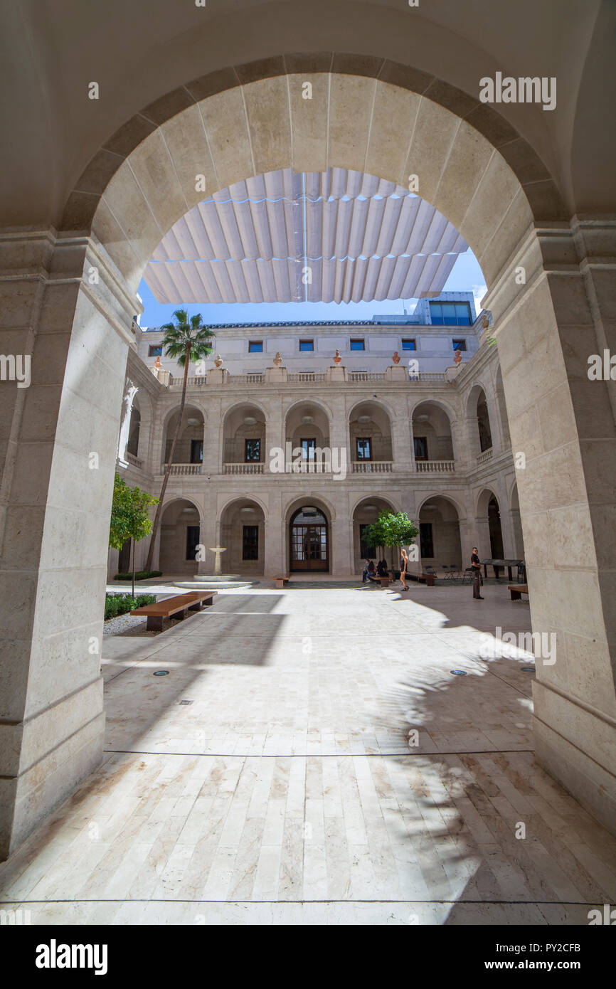Malaga, Spain - September 23th, 2018: Palacio de la Aduana Central porticoed patio, Malaga, Spain Stock Photo