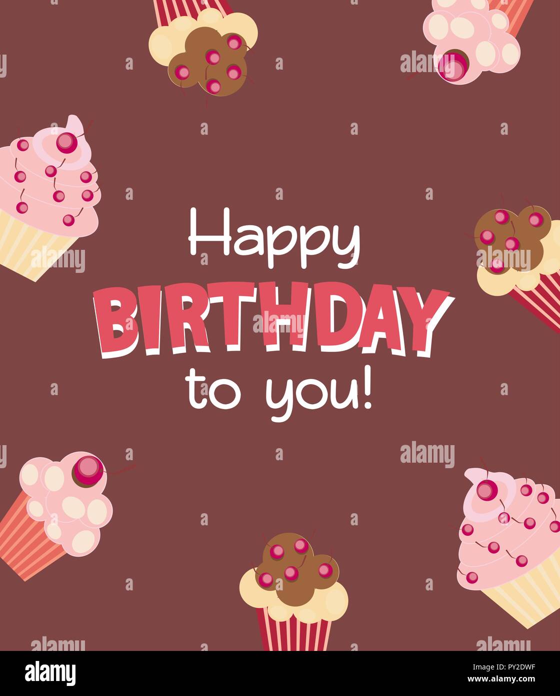 Happy Birthday Card Baner Background with Cake. Vector Illustration ...