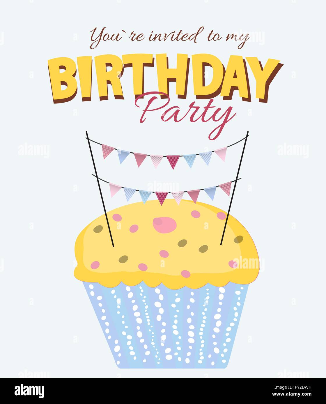 Happy Birthday Card Baner Background with Cake. Vector Illustration ...