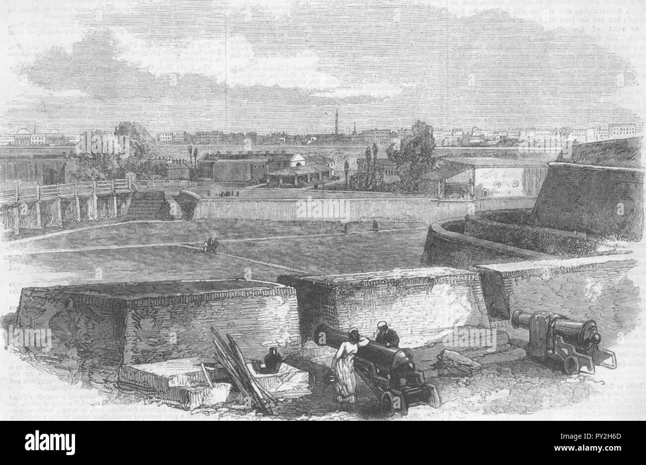 Calcutta, from the Plassey Gate (of Fort William) - Illustrated London News, 1870. Stock Photo