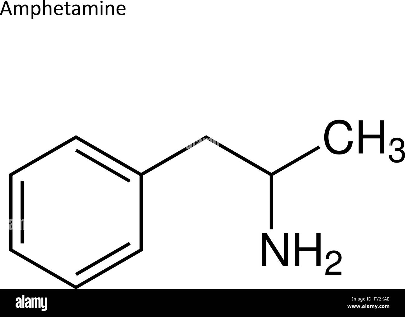 Skeletal formula. stimulant molecule Vector illustration Stock Vector