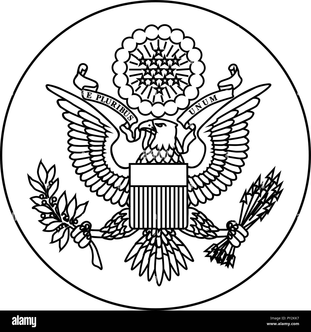 Symbol of United States. Black and white emblem Stock Vector