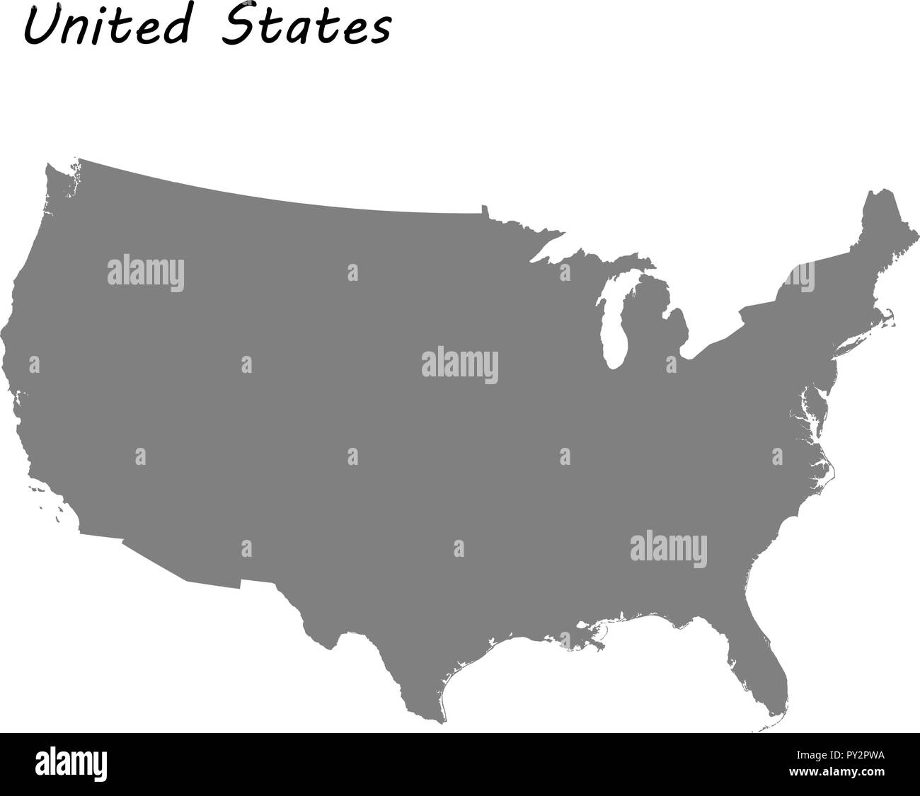 High quality map of United States - High Quality Map Of United States Vector Illustration PY2PWA