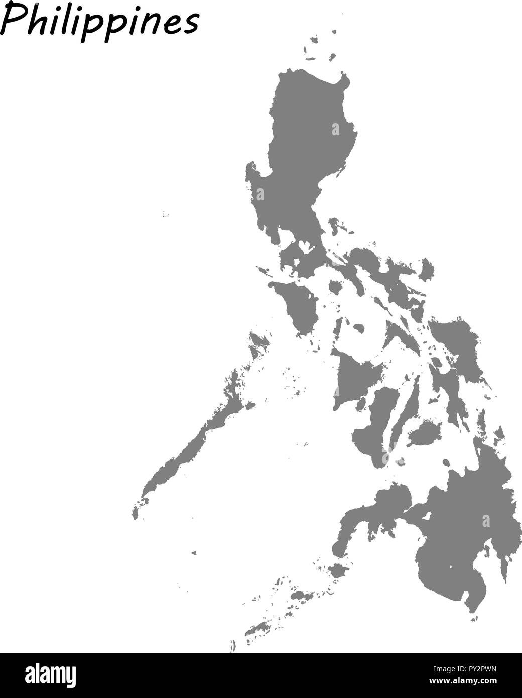 Philippines map silhouette Black and White Stock Photos & Images - Alamy