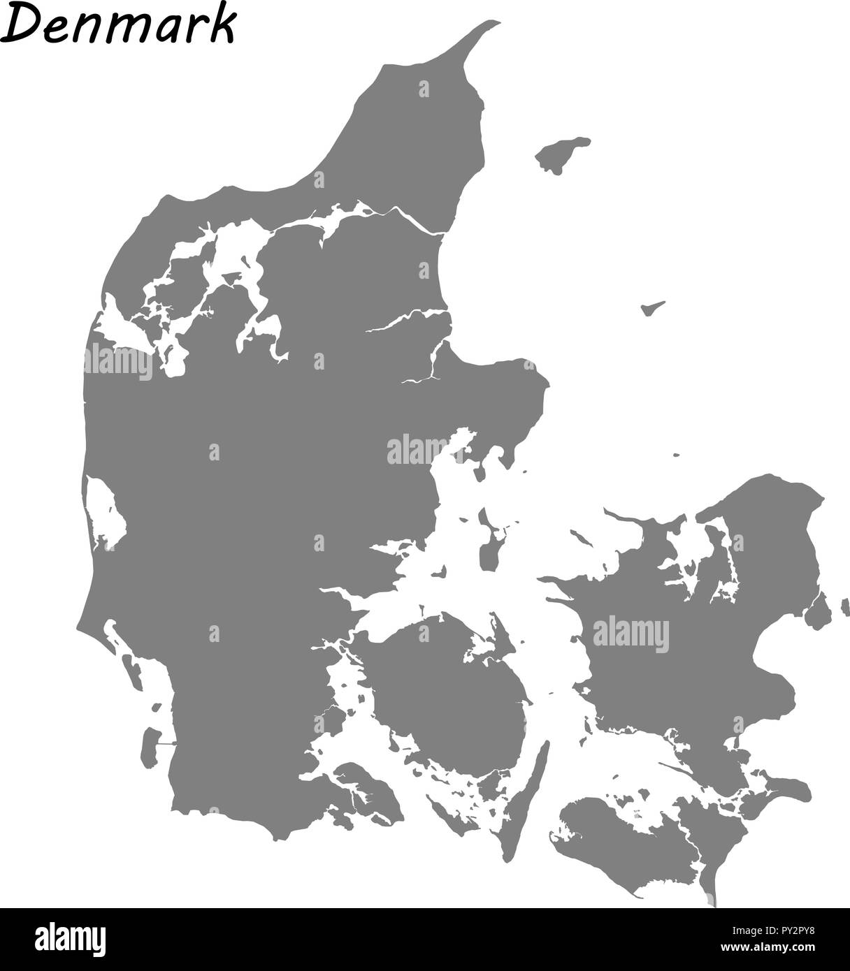 High quality map of Denmark . Vector illustration Stock Vector