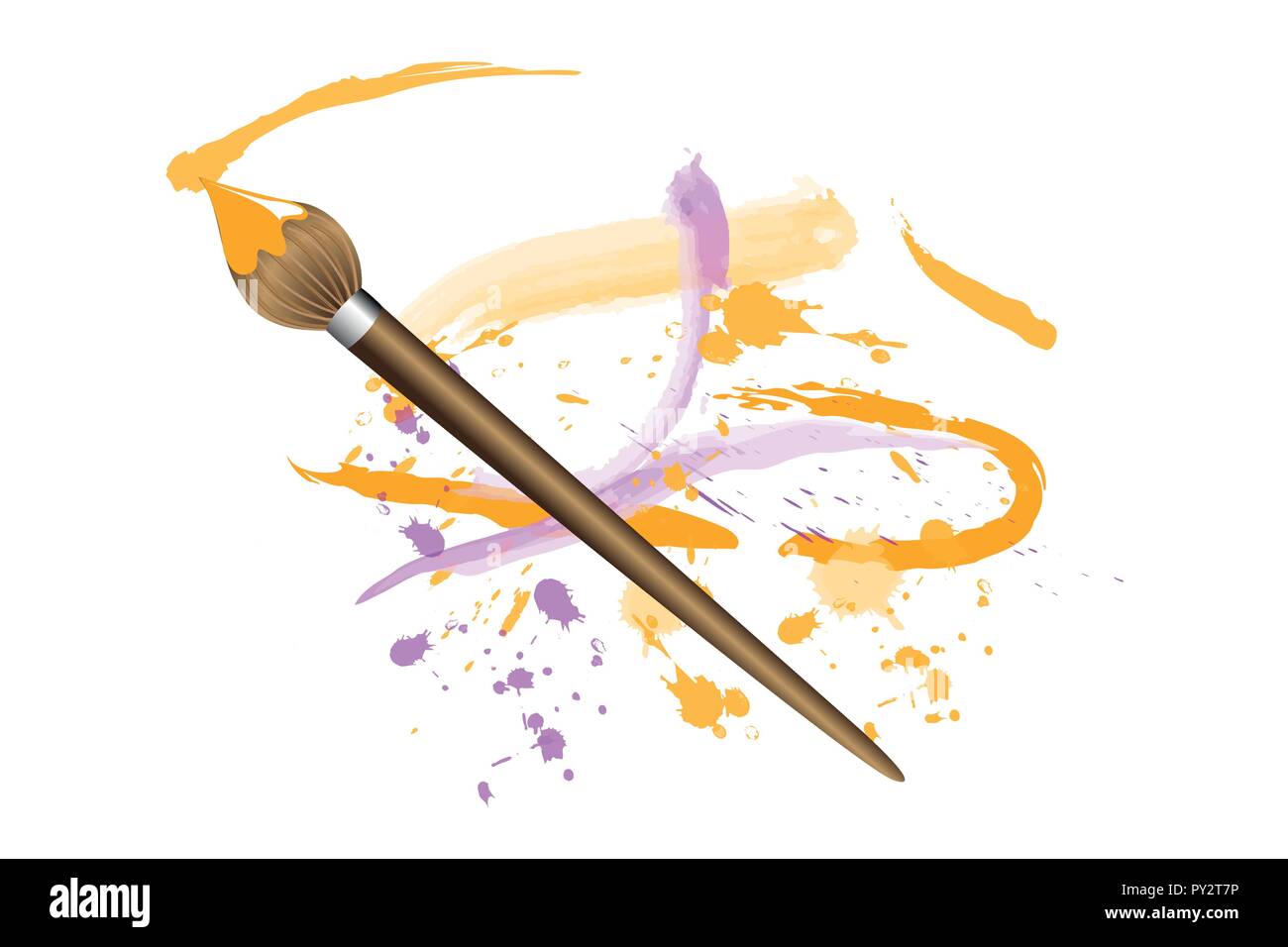 paint with thin brush in orange and purple vector illustration EPS10 Stock Vector