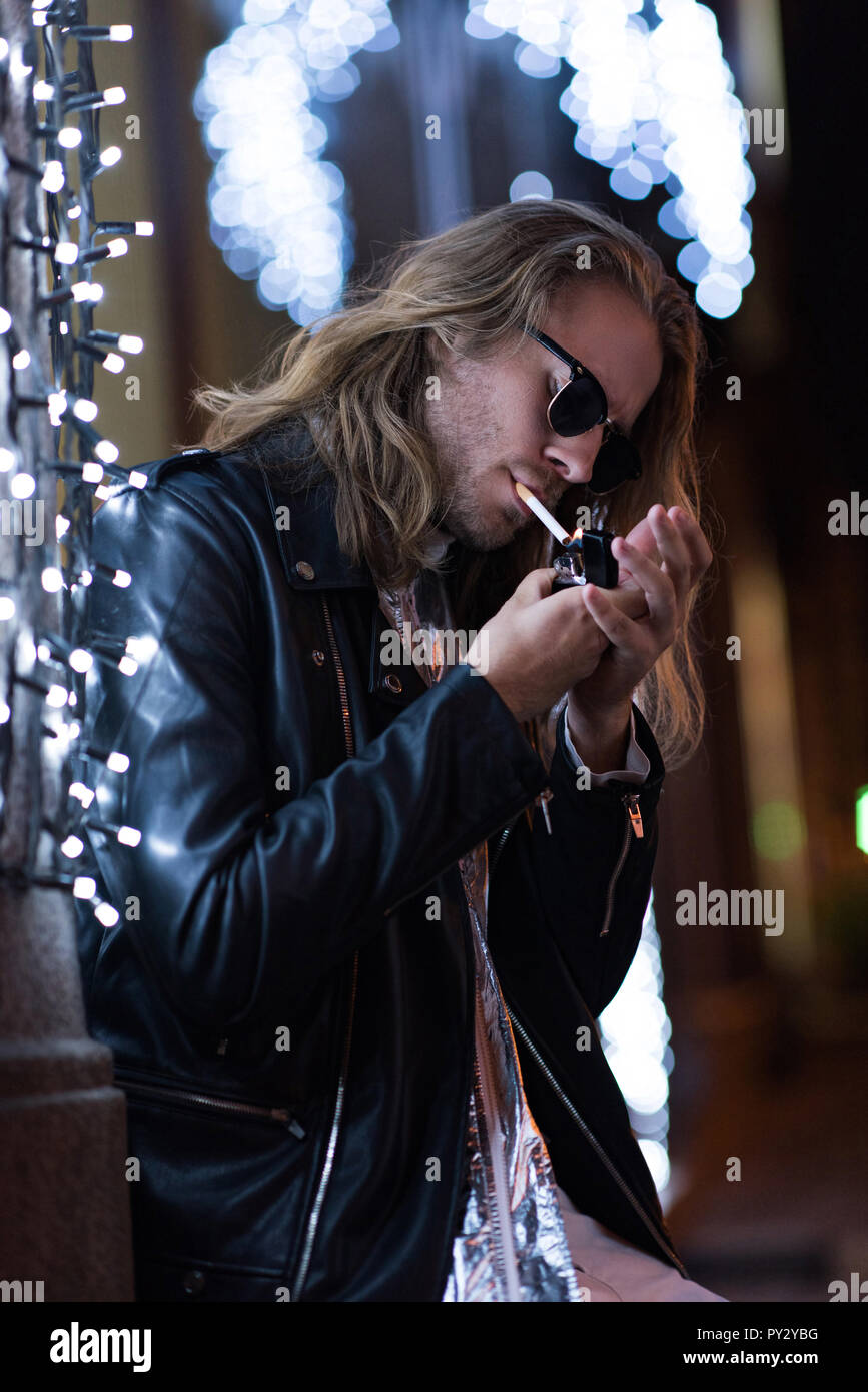 Leather smoking hotsell jacket