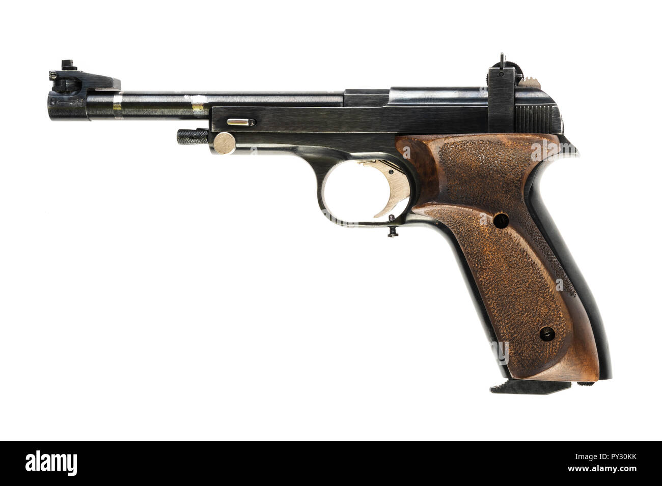 isolated used old sports pistol on a white background Stock Photo - Alamy