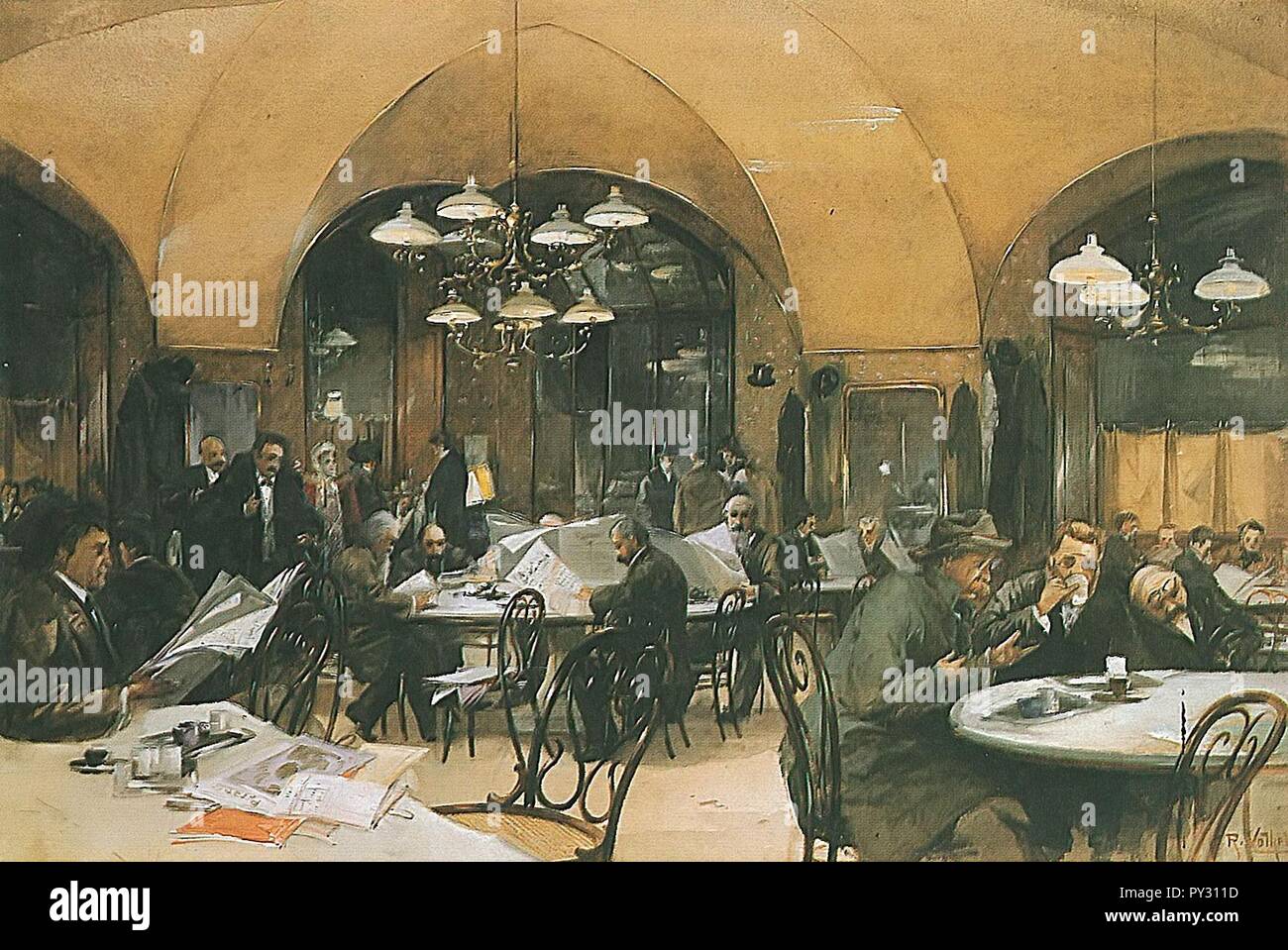 Cafe-Griensteidl-1896. Stock Photo