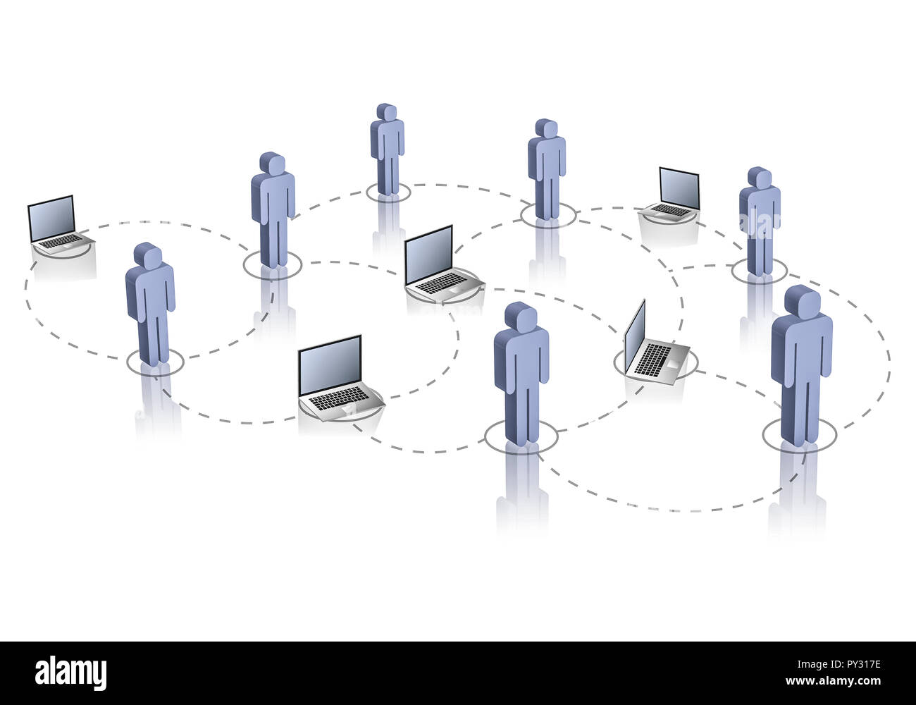 Cloud Verbindung mit Personen und Computer, Illustration Stock Photo