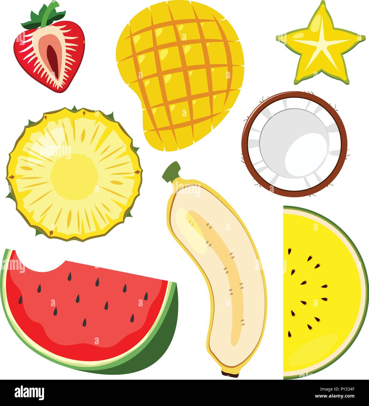 A Set of Fruit Cut Half illustration Stock Vector Image & Art Alamy