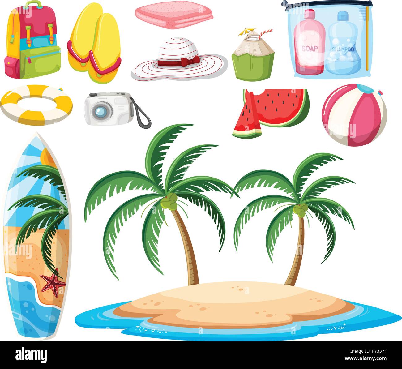 set-of-beach-objects-illustration-stock-vector-image-art-alamy