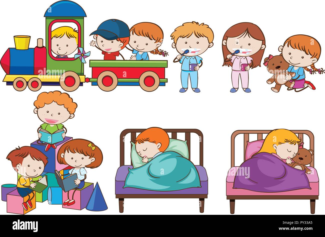 A set of kids on white background illustration Stock Vector Image & Art ...