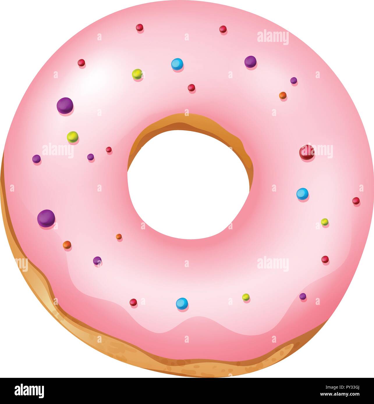 A Pink Donut on White Background illustration Stock Vector Image & Art ...
