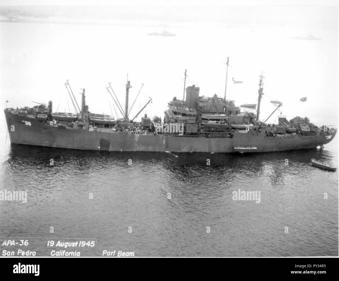 Cambria (APA36) at anchor San Pedro 1945.Marzolla Stock Photo Alamy